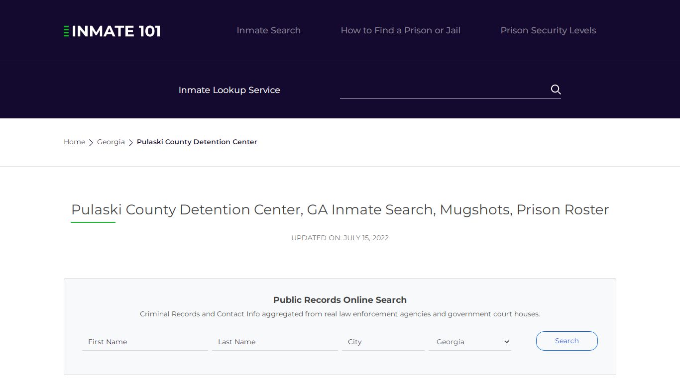 Pulaski County Detention Center, GA Inmate Search ...